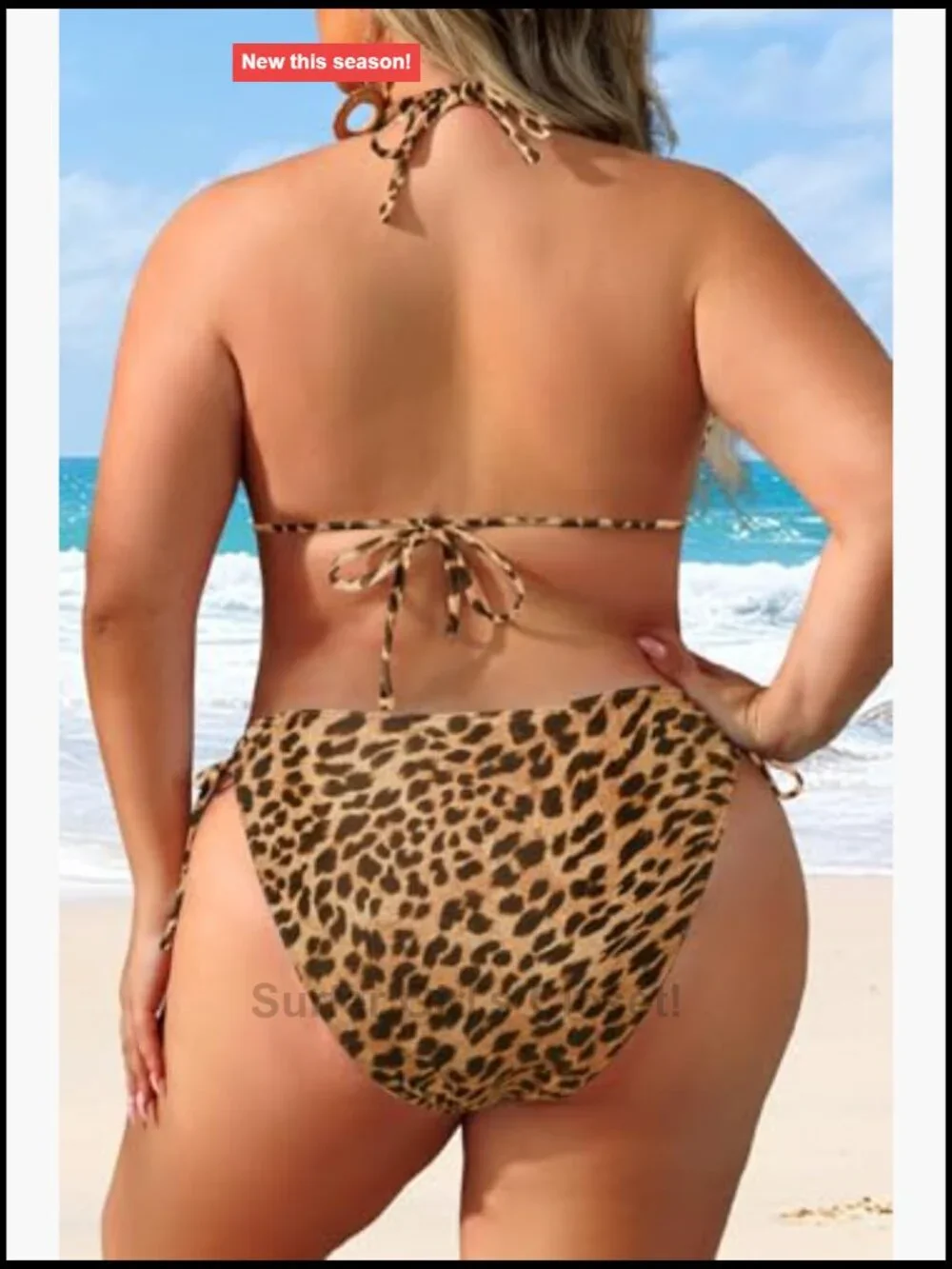 Plus Size Triangle Bikini Set - Adjustable Halter Tops & Side-Tie Bottoms